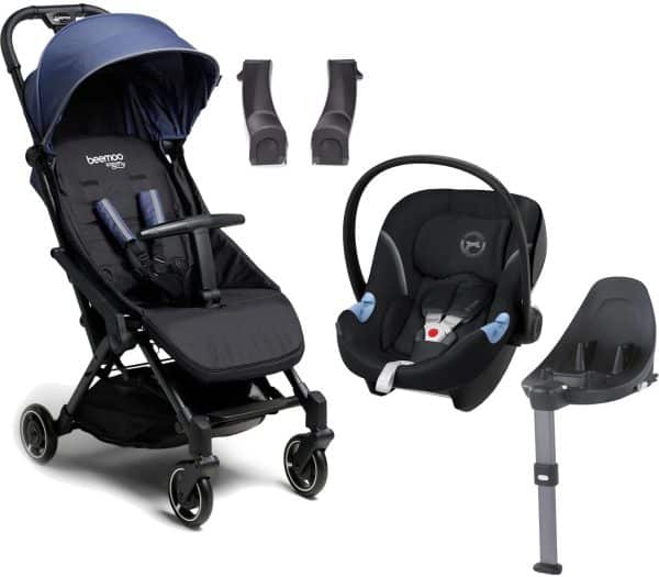 Beemoo Easy Fly Lux 3 Klapvogn inkl. Cybex Aton M Autostol Baby, Crown Blue, Barnevogn