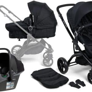 Beemoo Move 2-in-1 Kombivogn inkl. Route i-Size Autostol Baby, Black/Mineral Grey