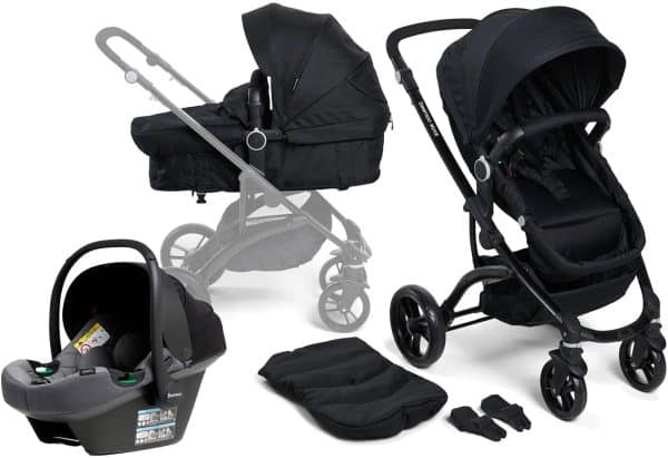 Beemoo Move 2-in-1 Kombivogn inkl. Route i-Size Autostol Baby, Black/Mineral Grey