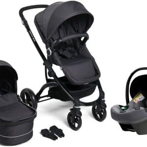 Beemoo Move Duo Kombivogn inkl. Route i-Size Autostol Baby, Asphalt/Mineral Grey