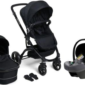 Beemoo Move Duo Kombivogn inkl. Route i-Size Autostol Baby, Black/Mineral Grey