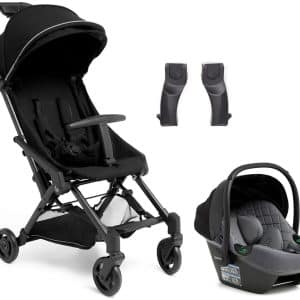 Beemoo Easy Fly 4 Klapvogn inkl Route i-Size Autostol Baby, Jet Black/Mineral Grey