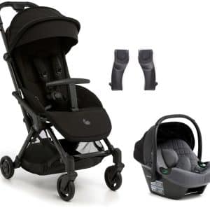 Beemoo Easy Fly Lux 4 Klapvogn inkl Route i-Size Autostol Baby, Jet Black/Mineral Grey