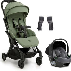 Beemoo Easy Fly Lux 4 Klapvogn inkl Route i-Size Autostol Baby, Sea Green/Mineral Grey