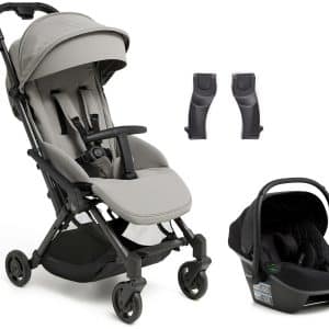 Beemoo Easy Fly Lux 4 Klapvogn inkl Route i-Size Autostol Baby, Stone Grey/Black Stone