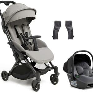 Beemoo Easy Fly Lux 4 Klapvogn inkl Route i-Size Autostol Baby, Stone Grey/Mineral Grey
