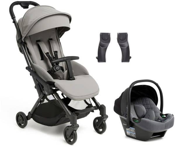 Beemoo Easy Fly Lux 4 Klapvogn inkl Route i-Size Autostol Baby, Stone Grey/Mineral Grey