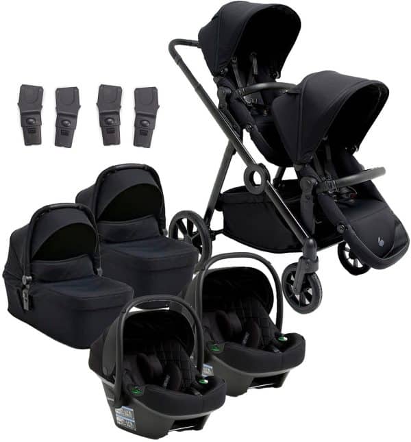 Beemoo Pro Multi 2 Tvillingevogn inkl. Route i-Size Autostol Baby, Coffee Black/Black Stone