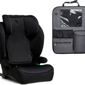 Beemoo Ride i-Size Autostol ISOFIX inkl. Beemoo Deluxe Sædebeskytter med Opbevaring, Black Stone