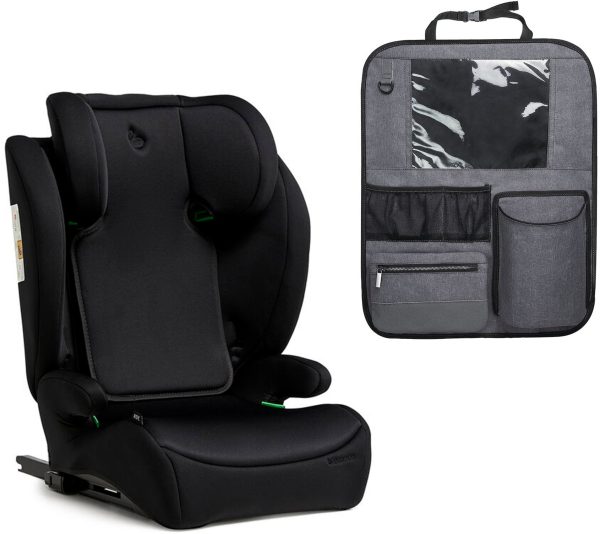 Beemoo Ride i-Size Autostol ISOFIX inkl. Beemoo Deluxe Sædebeskytter med Opbevaring, Black Stone