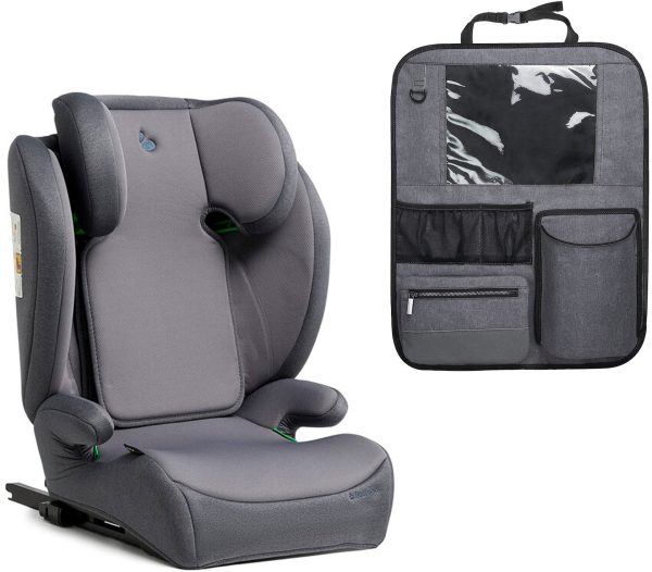 Beemoo Ride i-Size Autostol ISOFIX inkl. Beemoo Deluxe Sædebeskytter med Opbevaring, Mineral Grey