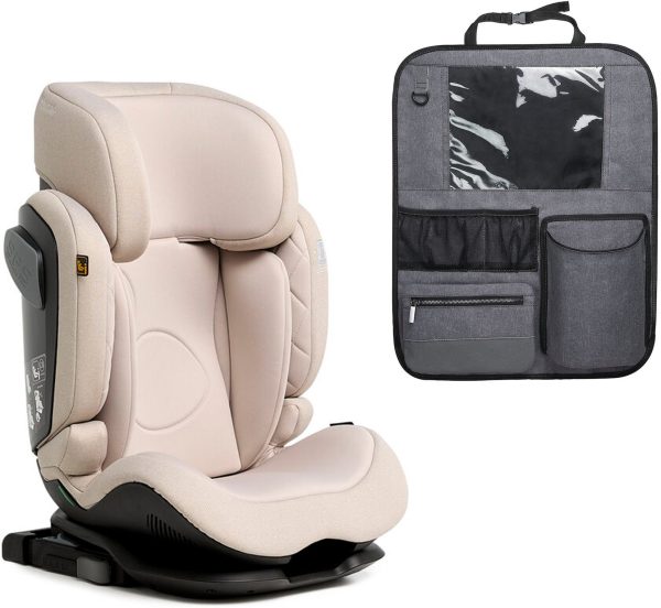 Beemoo Recline i-Size Autostol inkl. Beemoo Deluxe Sædebeskytter med Opbevaring, Oat