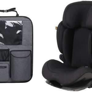 Beemoo Recline i-Size Autostol inkl. Deluxe Sædebeskytter, Black Mesh