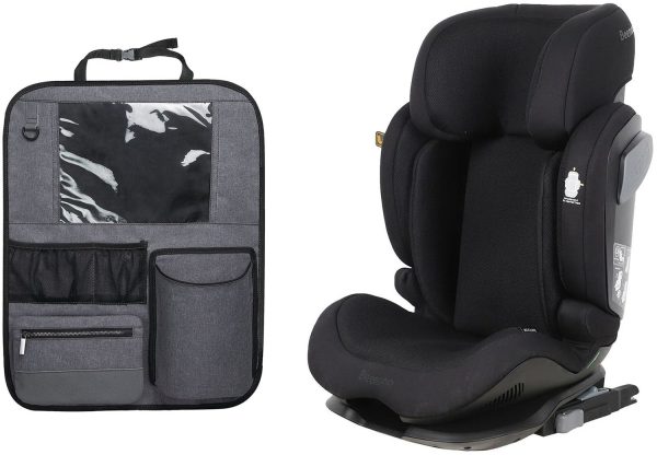 Beemoo Recline i-Size Autostol inkl. Deluxe Sædebeskytter, Black Mesh