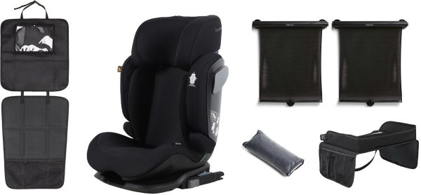 Beemoo Recline i-Size Autostol inkl. Tilbehør, Black Stone